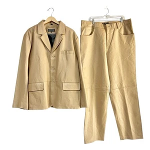 XLD Herren 2tlg Leder Blazer Jacke XL Hose Gr. 38 Set Tortilla 3 Knopf Biker - Bild 1 von 14