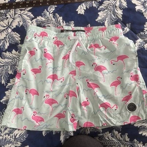 Brooklyn Cloth Boys Swim Trunks W/Flamingos On Mint Size Youth Medium - Picture 1 of 5