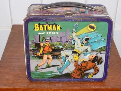 Vintage 1966 Batman and Robin Embossed Metal Lunchbox - Image 1 of 4