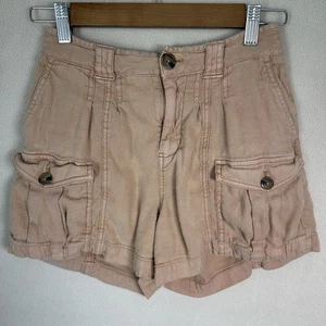 Pantalones Cortos Carga Anthropologie Mujer 0 Cedro Tostado Lino Bolsillos Informales - Imagen 1 de 12