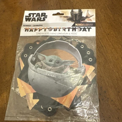Star Wars The Mandalorian The Child Baby Yoda Happy Birthday Banner 6 ft -NEW AA - Image 1 of 3