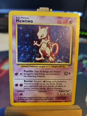 Pokémon TCG Mewtwo Base Set Holo Unlimited Rare Card 10/102 LP - Image 1 of 4