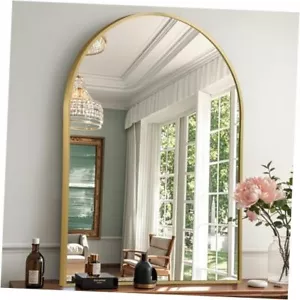 20"x30" Arched Mirror, Gold Arch Bathroom Mirror, Gold Vanity Mirror with - Picture 1 of 8