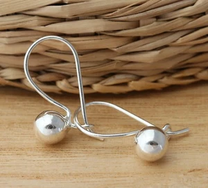 925 Sterling Silver Plain 7mm Ball Hoop Earrings - Picture 1 of 4