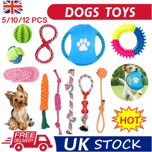 More details for 12 pcs dog rope toys set tough strong chew knot toys puppy bear cotton pet toys