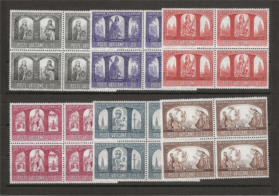 Vatican 1966 Sc# 433-38 set Millenium of Poland Christianization blocks 4 MNH - Image 1 of 1