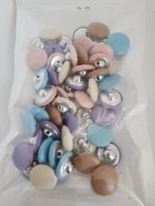 50 pcs Leather Covered Buttons 2 cm (0.8") HINSIC metal shank pastel colours new - Picture 1 of 3