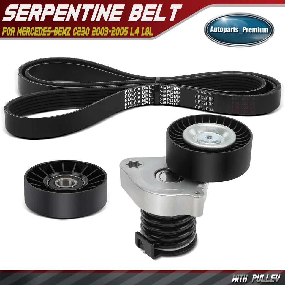 3x Serpentine Belt Drive Component Kit for Mercedes-Benz C230 2003-2005 L4 1.8L - Image 1 of 4