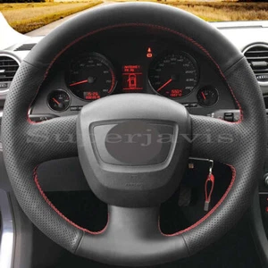 Custom Black PU Leather Steering Wheel Stitch on Cover For Audi A3 (8P) 04-13 A5 - Picture 1 of 10