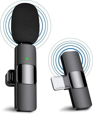 Wireless Lavalier Microphone Android USB C Port Clip-on Mic 65FT Range USB C NEW - Image 1 of 4