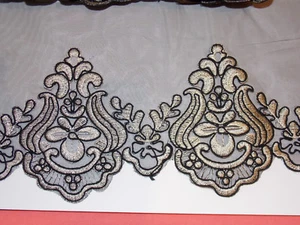 16 cm de ancho negro oro bordado tuile encaje vestido de novia graduación ribete red - Imagen 1 de 2