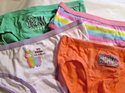 Nuevo 4 bragas Mush & Fruit of Loom para niñas talla 4 bragas valientes, arco iris, bikinis de ensueño Foto 1 de 4