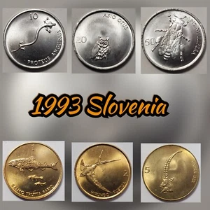 1993 Slovenia 6 Coin Uncirculated Set KM 3-8 BU !39 - Picture 1 of 14
