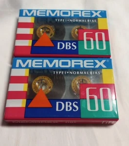Lot of 2 Memorex DBS 60 Minute Blank Audio Cassette Tapes New/Factory Sealed - Picture 1 of 8