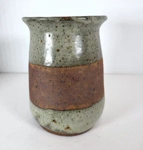 Vintage Studiokeramik Steinzeug braune Vase Utensilienhalter signiert Debbie - Bild 1 von 9