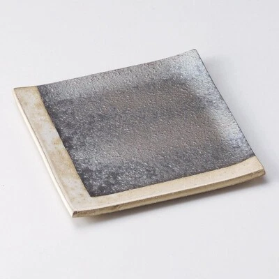 Mino ware Japanese long rectangular plate dish rust glaze flowing green Japan - Image 1 of 2