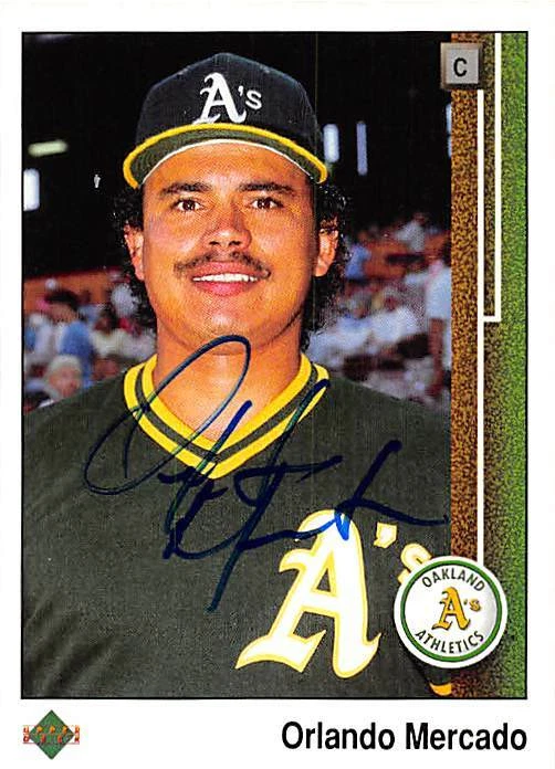 Orlando Mercado autographed Baseball Card Oakland Athletics 1989 Upper Deck #624 - Image 1 of 1
