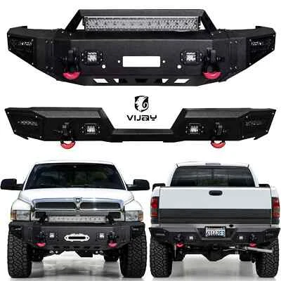 Vijay For 1994-2002 Dodge Ram 1500 2500 3500 Steel Front/Rear Bumper w/LED Light Foto 1 de 4