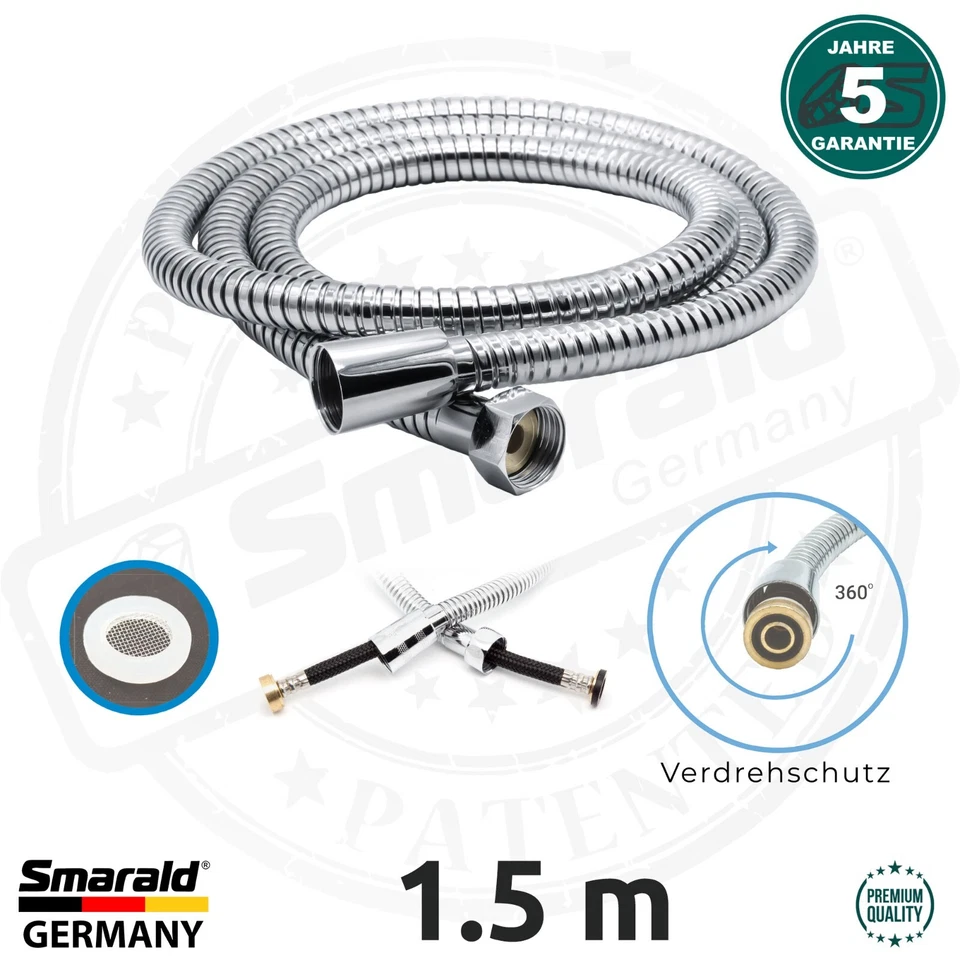 Duschschlauch gepanzert Brauseschlauch knickfest 1.5 m 1/2" IG DN15 Premium - Bild 1 von 4