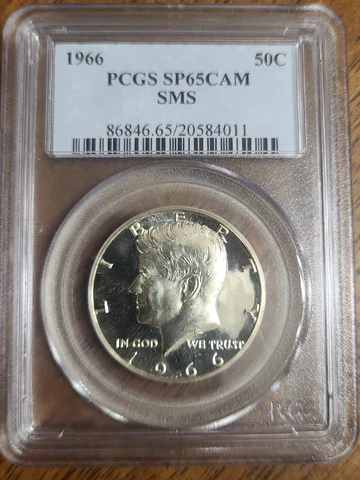 1966 Kennedy PCGS SP65Cam Cameo SMS Silver Half Dollar 50c Free Shipping Cover