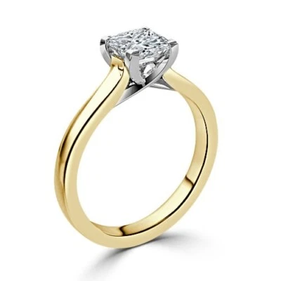 1.00Ct Princess Lab Created Diamond Engagement Wedding Ring14K Solid Yellow Gold - Image 1 of 4