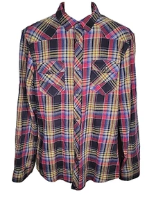 Rock & Republic Plaid Flannel Button Up Roll Tab Long Sleeve Shirt Size L - Picture 1 of 11