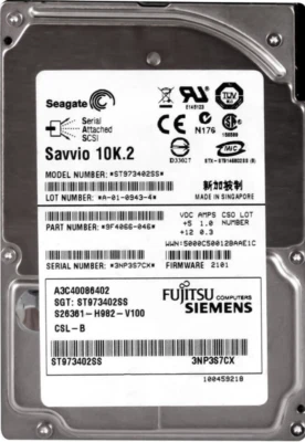 Hard Drive Fujitsu A3C40086402 ST973402SS 73GB 10000RPM 16MB SAS 2.5'' Inch - Image 1 of 3