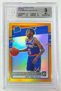 2020-21 Panini Donruss Optic Immanuel Quickley Orange /199 BGS 9 Rookie Card RC