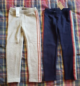 NEW GAP kids girls LOT of two fleece lined side-stripe leggings size XS (4-5Y) - Picture 1 of 10