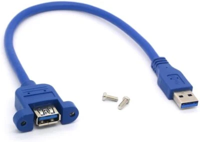 USB 3.0 Type A Male to Female Screw Panel Mount Extension Cable Cord - Image 1 of 4