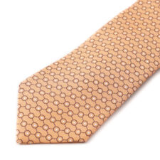 NWT $295 CESARE ATTOLINI Peach Orange Printed Jacquard Pattern Silk Tie