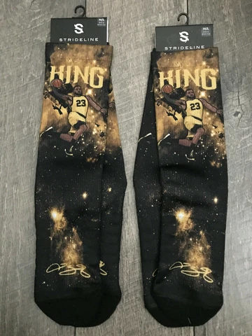 Galaxy Lebron James Los Angeles Lakers (2) Pairs Socks M/L (8-12) Black Gold NWT Cover