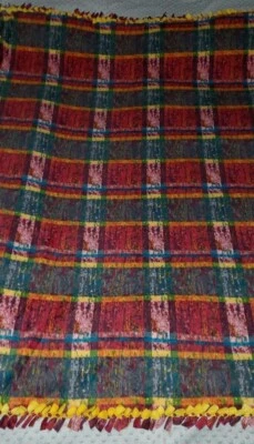  Fleece Hand Tied Blanket Large Throw Bold  Madras Tartan Plaid  60"X72"  - Image 1 of 4