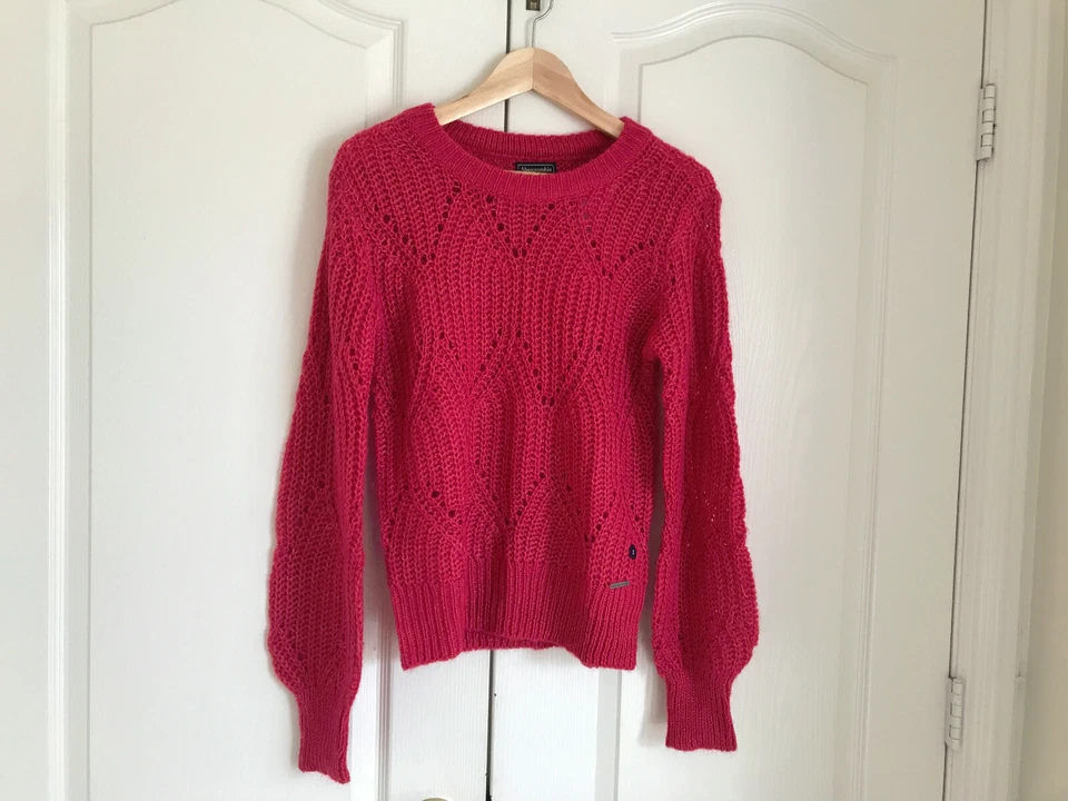 全新 Abercrombie & Fitch 女式蓝色粉色绿色针织袖口毛衣 XS S M L — 第 1/1 张图片