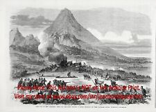New Zealand Maori Land Wars, Battle of Katikara River, Large 1860s Antique Print