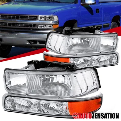 Fit 1999-2002 Chevy Silverado 2000-2006 Suburban Tahoe Headlights+Bumper Signal Foto 1 de 4