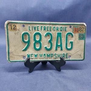 Vintage 1982 New Hampshire License Plate Antique Tag 983AG Live Free Or Die - Bild 1 von 3