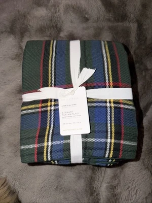 NUEVA Funda Nórdica Pottery Barn Stewart Tartán Algodón a Cuadros KING/CAL KING ~ Verde Foto 1 de 4