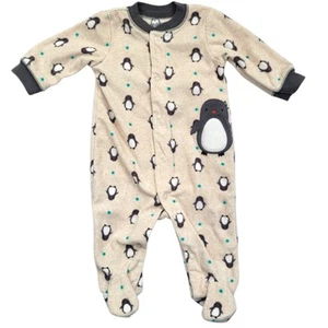 Child of Mine Penguin Fleece Sleep N Play Sleeper Baby Boy 0-3M Snap Up - Picture 1 of 5