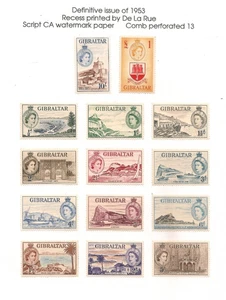 Gibraltar 1953 Juego QEII + Tonos Como Nuevo Bisagras - Imagen 1 de 2