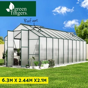 Green Fingers Greenhouse Aluminium Polycarbonate Green House Garden 6.3x2.4x2.1M - Picture 1 of 9