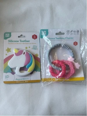 Nuevo con etiquetas Conjunto BumKins Silicona Mordedor Anillo de Dentición Dije Unicornio Bebé Infantil Juguete 3+ Foto 1 de 2