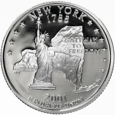 2001 S State Quarter New York Gem Proof Deep Cameo 90% Silver - Image 1 of 4