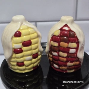 Thanksgiving Fall Indian Corn Salt & Pepper Shaker Set Ceramic - Picture 1 of 2