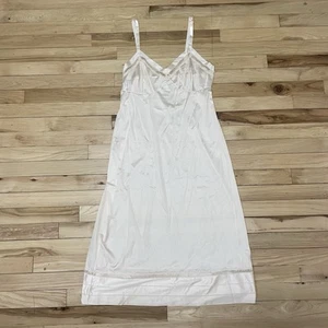 VTG Lorraine Slip Gown Nightgown White 100% Nylon Slip Peach USA - 36 Tall - Picture 1 of 6