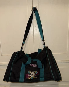 Mighty Ducks Duffle Bag Anaheim Ducks NHL Black And Teal 20x12x10 VTG 90s - Picture 1 of 6
