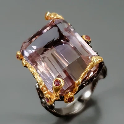 Anillo ametrino natural vintage 34 quilates plata de ley 925 talla 8/R430530 Foto 1 de 4