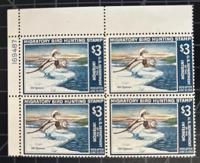US Stamps - SC# RW 34 - 1967 Plate Block Federal Duck Stamp - MOGNH - SCV - $550 - Image 1 of 2