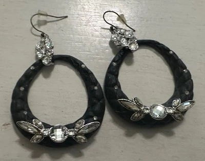 Pendientes 100% Auténticos Reited Alexis Bittar XL Negro "acolchado" Cristal Lucita Foto 1 de 4