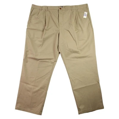 Pantalones chinos Izod grandes para hombre 48x32 caqui elásticos deportivos flexibles plisados delanteros $80 NUEVO Foto 1 de 4